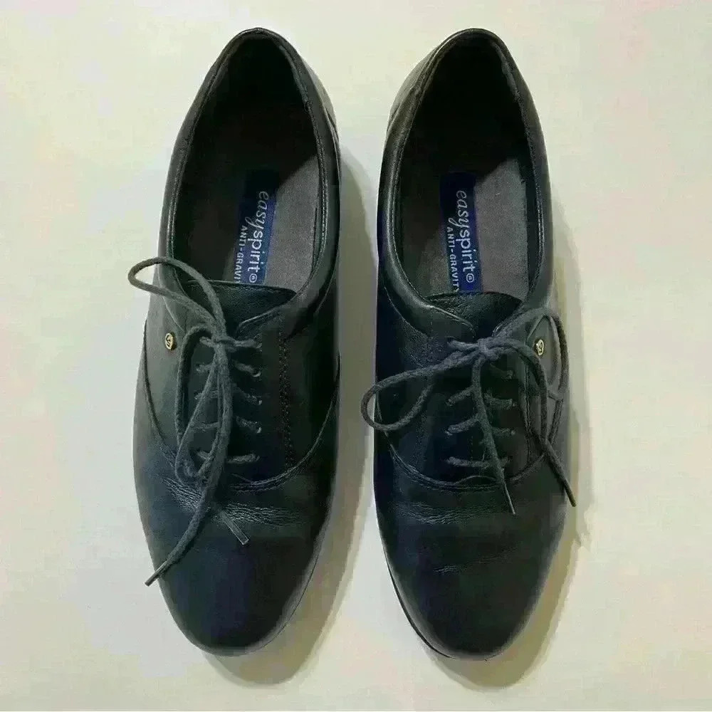 Woman’s Shoes EASYSPIRIT Black Leather Tie Closure Size 8.5 comfort outdoor - Picture 12 of 12